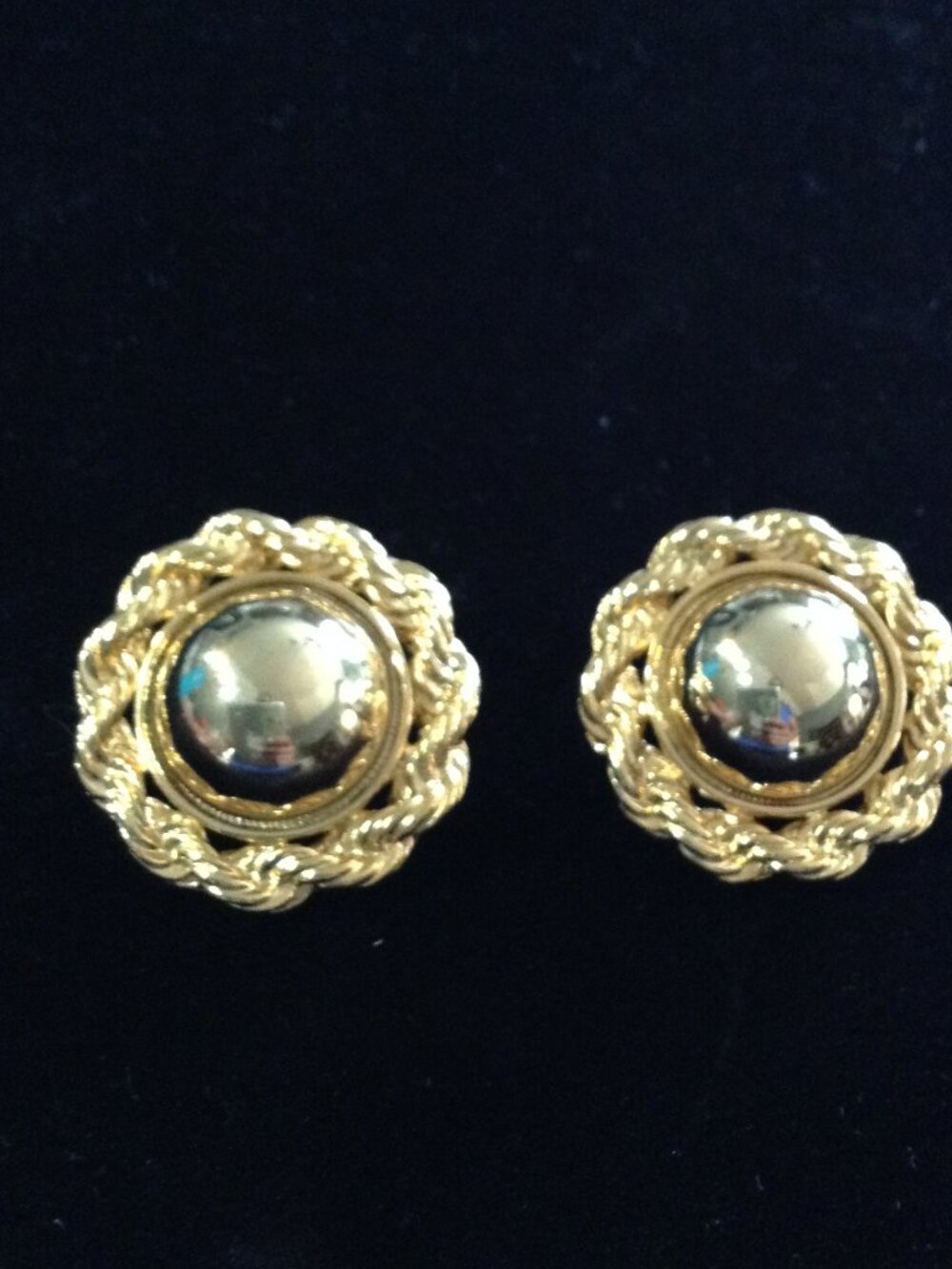 VTG 70's Golden Dome Cabochon Robe Braided Clip-on Elegant Traditional Eclectic